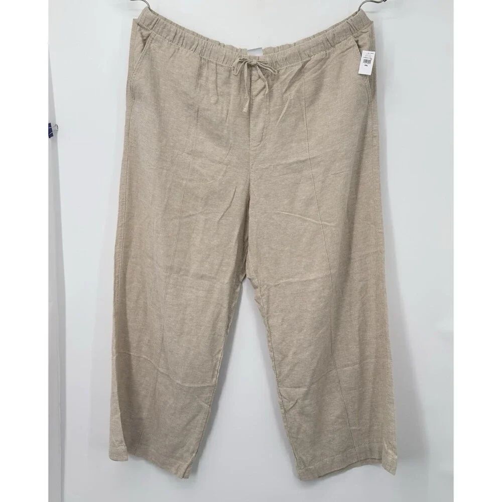 NWT Gap Linen Flax Wide Leg Pull On Pants Women's XL coastal summer pants - Picture 1 of 15